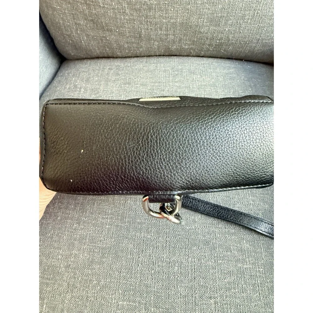 Rebecca Minkoff Black Leather Crossbody Bag Pebbled Small Tassel Zipper Closure